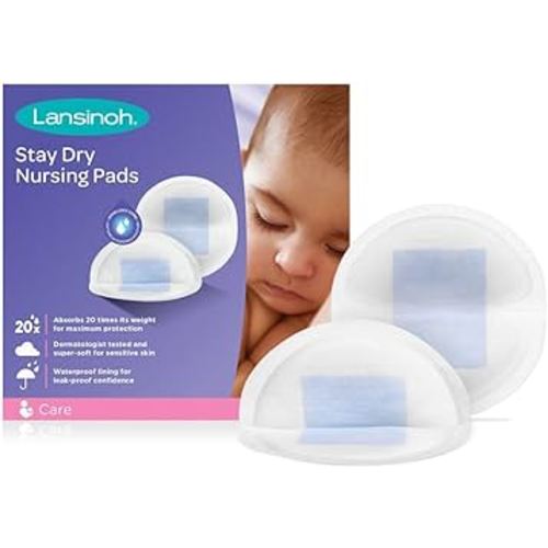Lansinoh Stay Dry Disposable Nursing Pads, Ultra Thin with Full Coverage, Soft and Super Absorbent Breast Pads, Breastfeeding Essentials for Moms, 36 Count