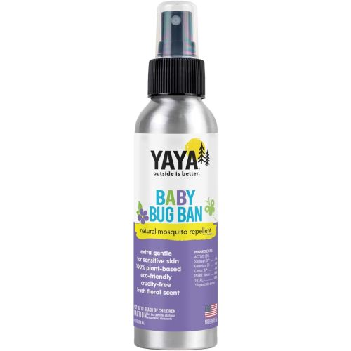 YAYA ORGANICS Baby Bug BAN – All-Natural, Proven Effective Repellent for Babies, Children and Sensitive Skin (4 Ounce Spray)