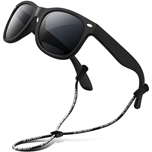 RIVBOS Kids Sunglasses Polarized UV Protection Flexible Rubber Glasses Shades with Strap for Boys Girls RBK004
