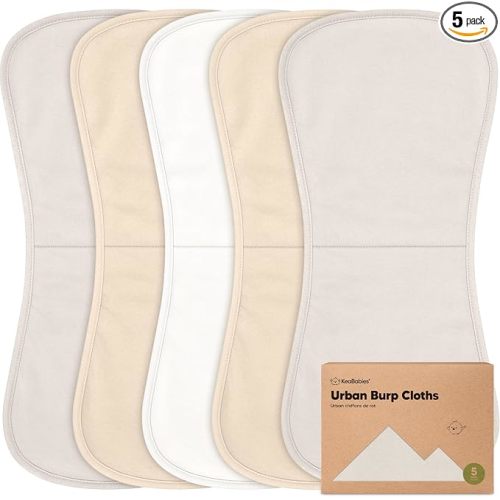 Organic Burp Cloths Baby Boy & Girl - 5-Pack Super Absorbent Cotton Burping Cloths for Babies, Soft & Plush Newborn Spit Up Rags, Infant Towels for Milk Spit Up, Unisex, Large 21" x 10" (Purest)