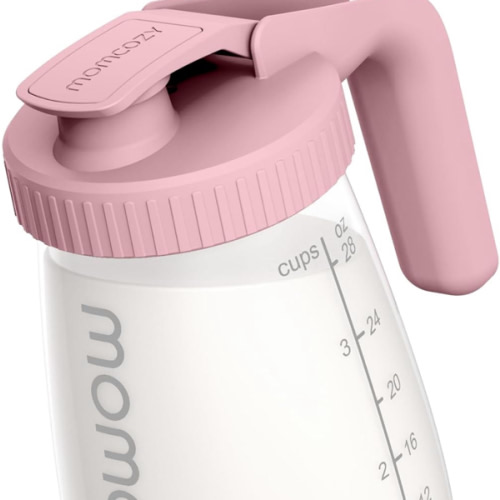 Momcozy Breast Milk Pitcher, Resistant to Heat and Cold Abrupt Temp Swings, No Leak Breast Milk Fridge Storage Container With Wide Mouth, Fast Baby Formula Maker, Breastfeeding Essentials, Pink