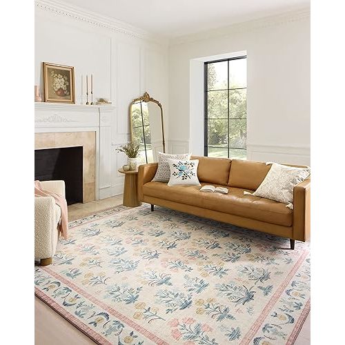 Loloi Rifle Paper Co. x Eden Collection EDE-01 Mughal Rose Blush 5'-0" x 7'-6" Area Rug