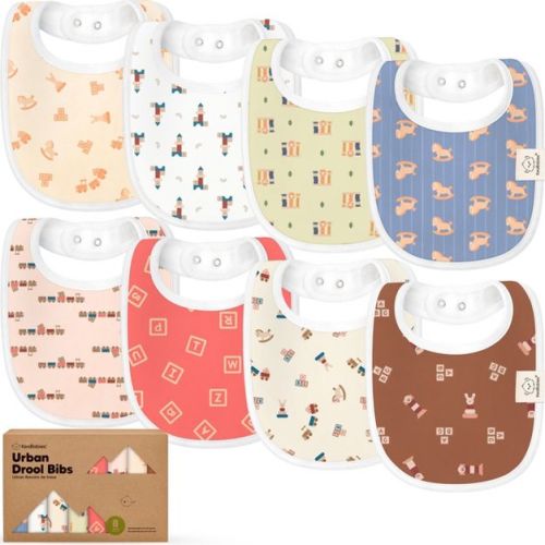 KeaBabies 8pk Organic Baby Bibs for Boy, Baby Drool Bib for Toddler Boys, Girls, Newborn Baby Teething Bibs