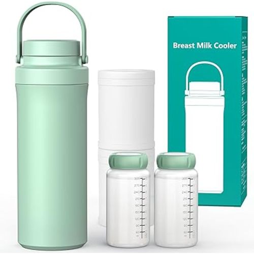 Xaproo 22oz Breast Milk Cooler Bottle, 360° Cooling Technology for 24 Hours, Larger Capacity Travel Breastmilk Chiller with 2pcs Baby Bottles, Portable Milk Cooler for Breastmilk, BPA-Free