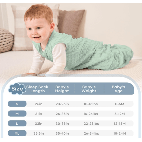 Yoofoss Fleece Baby Sleep Sack (L) with Plush Dots, TOG 1.5 Baby Wearable Blanket with 2-Way Zipper, Organic Cotton Toddler Sleep Sack Fleece