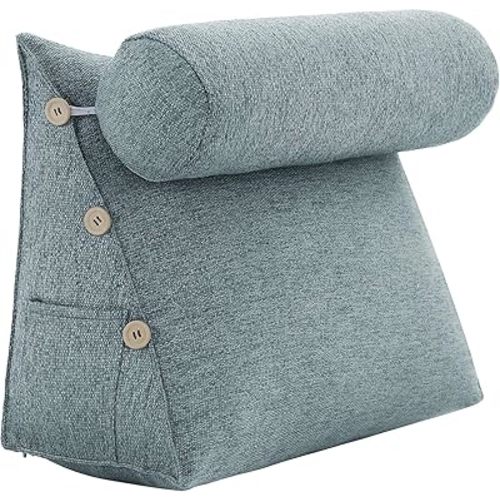 Daneey Reading Pillow for Bed Adult, Back Pillow for Bed Sitting Up, Back Support Pillow, Gray, 23.5 * 8 * 20IN