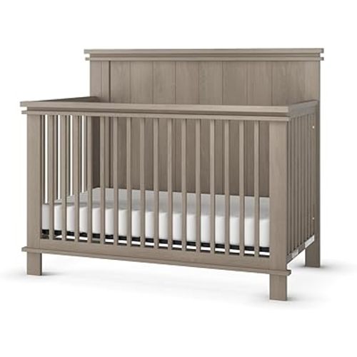 Child Craft Denman 4-in-1 Convertible Crib, Baby Crib Converts to Day Bed, Toddler Bed and Full Size Bed, 3 Adjustable Mattress Positions, Non-Toxic, Baby Safe Finish (Crescent Gray)