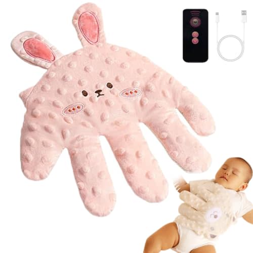 Baby Soothing Palm, Baby Patter for Sleep, Baby Startle Prevention Hand Glove Electric Baby Hand Pillow Red Bean Filling Cute Baby Soothing Palm for Newborns Baby Girl Baby Boy (Pink Rabbit)