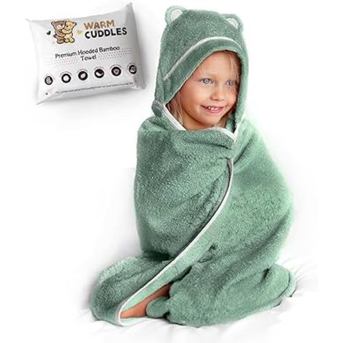 Premium Toddler Towels with Hood - Extra Soft Rayon from Bamboo Toddler Bath Towel (Green)