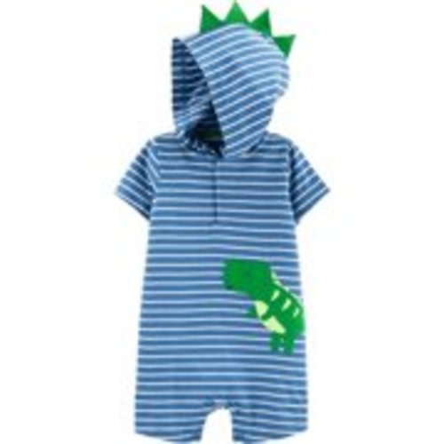 Child of Mine by Carter's Baby Boy Short Sleeve Hooded Snap One Piece Romper