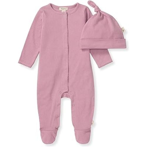 Burt's Bees Baby Baby Girls Romper - 100% Organic Cotton, One-Piece Shortall Girl Outfit for Sizes Newborn to 24 Months