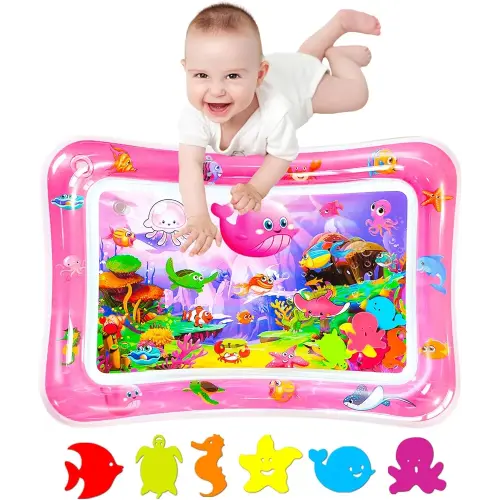 ZHUYNXIR Tummy time Water Play mat, Baby Water Play Mat for Kids and Toddlers Baby Toys for 3 to 24 Months, Strengthen Your Baby's Muscles, Pink 27.5x20 in.