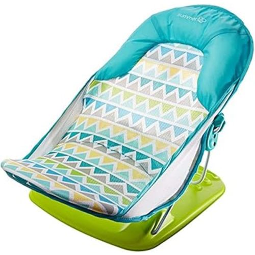 Summer Deluxe Baby Bather (Triangle Stripes) – Bath Support for Use in the Sink or Bathtub – Includes 3 Reclining Positions