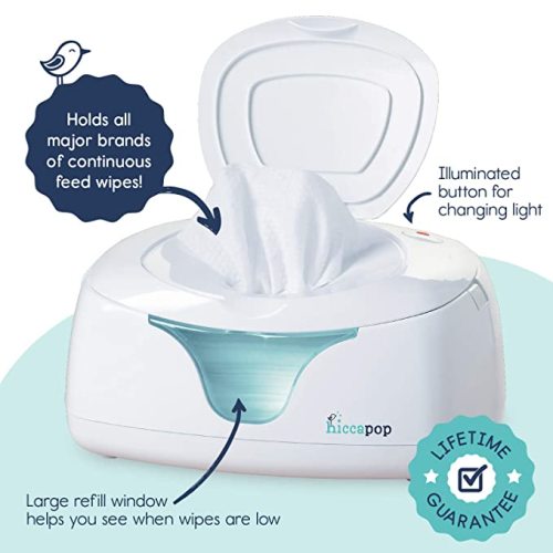 hiccapop Baby Wipe Warmer and Baby Wet Wipes Dispenser | Baby Wipes Warmer for Babies | Diaper Wipe Warmer with Changing Light | Newborn Essentials - White - 1 Count (Pack of 1)