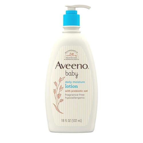 Aveeno Baby Daily Moisture Body Lotion for Sensitive Skin, Hypoallergenic Moisturizing Baby Lotion with Nourishing Oatmeal to Deeply Moisturize Baby's Skin, Fragrance-Free, 18 fl. oz - 1 Count (Pack of 1)