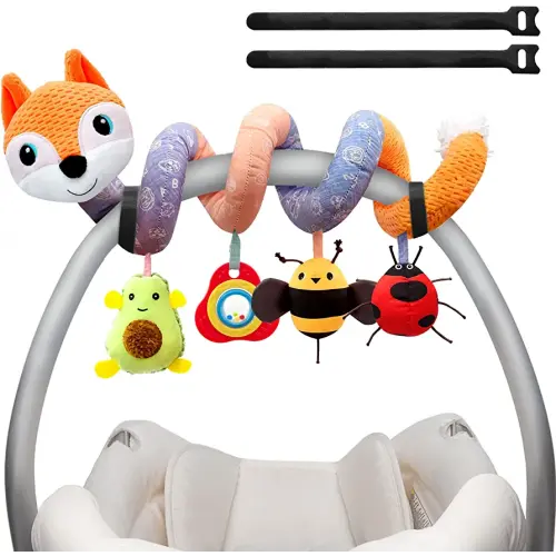 Car Seat Toys Newborn Toys, Stroller Toys Baby Toys 0-6 Months Infant Toys, Baby Toys for Carseat Stroller Crib with Music Rattles Teether, Baby Toys for 0 3 6 9 12 Boys Girls Enfants (Orange)