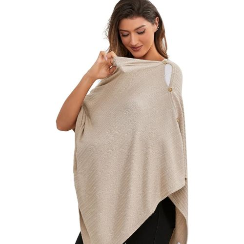 Nursing Cover for Baby Breastfeeding, Knit Breastfeeding Cover, Warm Cozy Swaddle, Breathable and Soft, Wide Neck with Stretch for Easy View (Summer Wheat)