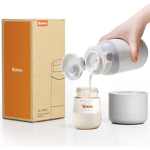 BOLOLO Portable Milk Warmer Pro for Travel, Detachable Bottle Warmer with Rapid and Stable Heating for Breast Milk & Water, 17.5 oz Capacity and Extended Battery Life for on the Go