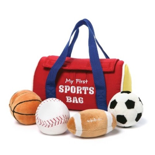 Baby GUND My First Sports Bag Stuffed Plush Playset, Baby Gift Toys for Boys and Girls Ages 1 & Up, 5 Piece, 8"