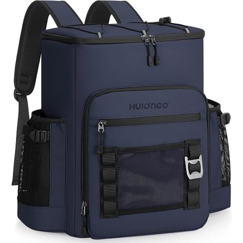 Hulongo Large 52cans Waterproof Insulated Cooler Backpack for Men & Women, Leak Proof Backpack Cooler, Soft, 8Gal (Dark Blue)