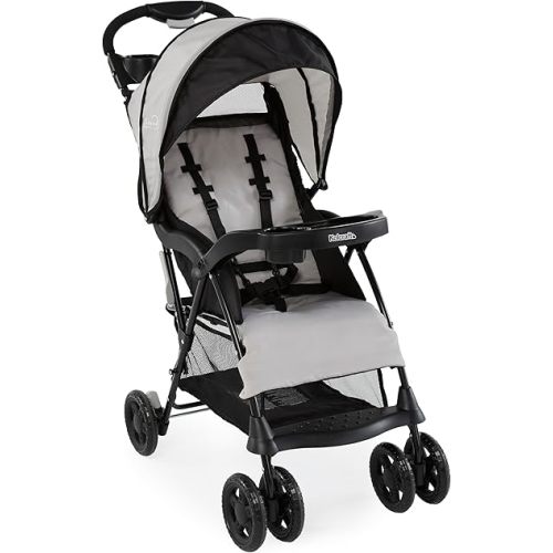 Kolcraft Cloud Plus Lightweight Baby & Toddler Umbrella Stroller with Large Storage Basket and Canopy, Reclining Seat, Child and Parent Trays, Compact Easy Fold for Travel - Slate Gray