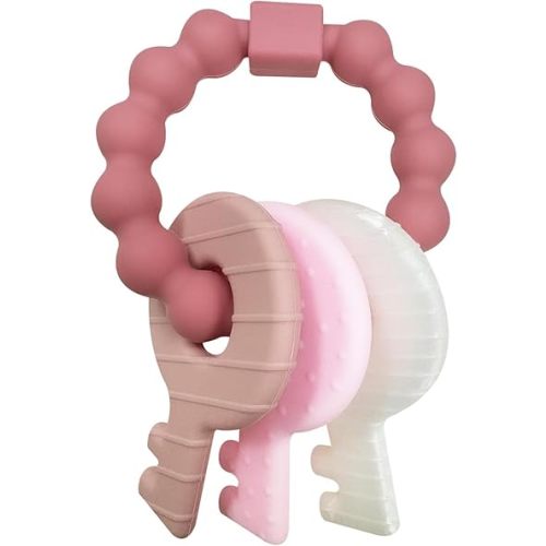 YAPROMO Baby Teething Keys - Soft Silicone Keys Teether, Cute Chew Toys for 3-18 Months Infants & Toddlers, Perfect for Baby Girls, BPA Free