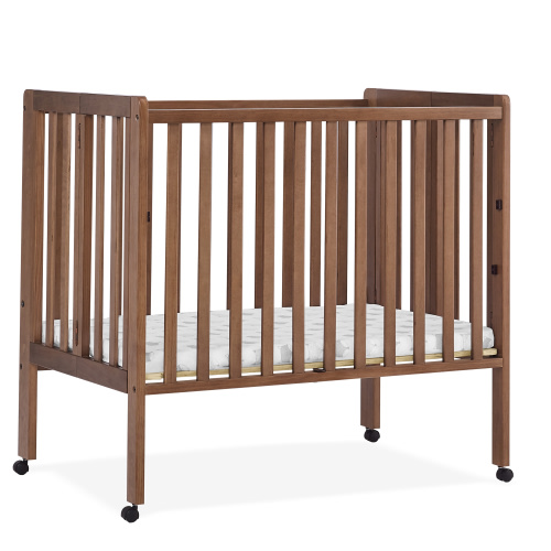 Delta Children Lee Portable Folding Mini Crib with 1.5-Inch Mattress - Greenguard Gold Certified, Chestnut