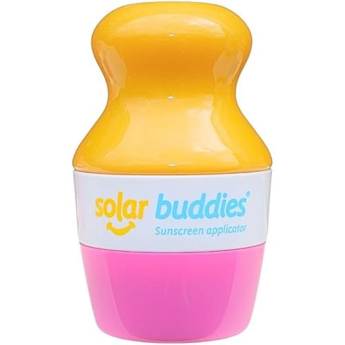 Solar Buddies Sunscreen Applicator - Single Pink - BPA-Free Refillable Roll on Sponge Sunscreen, Suncream & Lotion Applicator For Kids, Adults & Families - Holds 3.4fl oz, Perfect Size for Travel