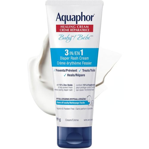 Aquaphor Baby Healing Diaper Rash Cream for Baby's Sensitive Skin, 15% Zinc Oxide Cream, Non Sticky, Fragrance Free, Hypoallergenic Diaper Rash Treatment, Recommended by U.S. Pediatricians, 99g