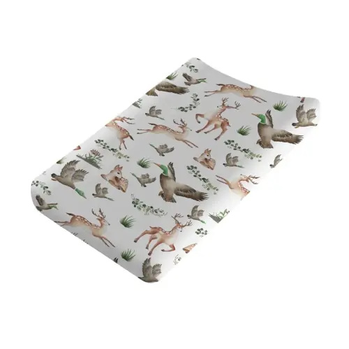 Woodland Wild Animals Hunting Baby Changing Pad Cover Sheets for Boys & Girls 32''x16'' Hunting Animals Boho Leaves Unisex Fitted Diaper Change Table Sheets Soft Breathable Changing Table Mats
