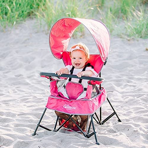 Baby Delight Go with Me Venture Portable Chair, Indoor and Outdoor, Sun Canopy, 3 Child Growth Stages, Pink