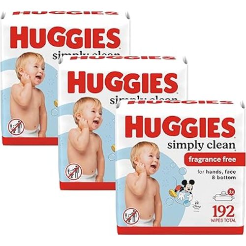Huggies Simply Clean Unscented Baby Diaper Wipes, Flip-Top Packs, Packaging May Vary, 64 Count (Pack of 9)