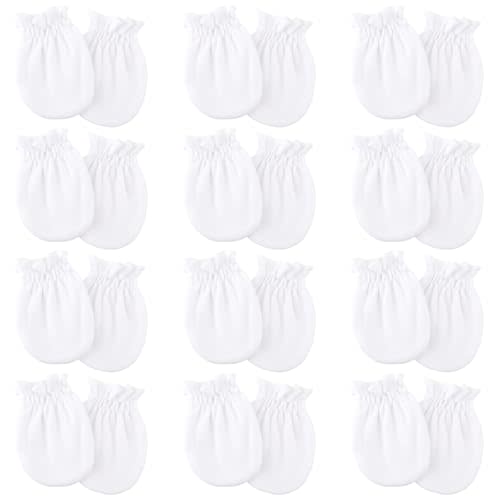 BQUBO 12 Pairs Baby Mittens Newborn Infant Toddler Mittens No Scratch Cotton Elastic Wrist Gloves for Boys Girls 0-6 Months