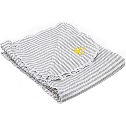 Nozone Baby Blanket, Sun Protective, Soft Rayon from Bamboo, UPF 30 in White/Grey Stripe