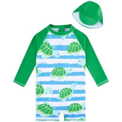 uideazone Little Boys Long Sleeve One Piece Swimsuit - Turtles, 0-3 Months