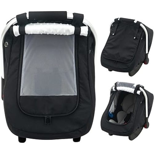 Waterproof Baby Car Seat Cover, Warm Carseat Cover for Cold Weather, Infant Car Seat Canopy with 2 Breathable Vents, 3D Mink Dot Baby Carrier Cover for Boys & Girls