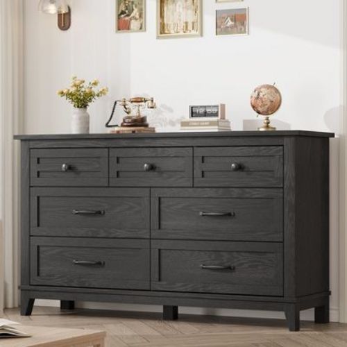 Garvee 7 Dresser for Bedroom, 54" Wide Drawer Dresser with Storage Freestanding, Wooden Closet Storage Chest for Living Room, Bedroom