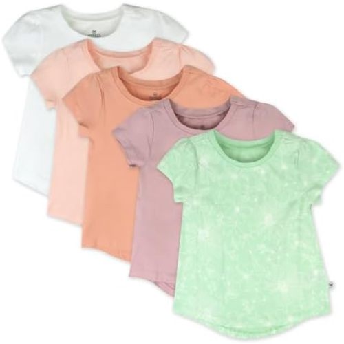 5-Pack Short Sleeve T-Shirts 100% Organic Cotton Baby, Toddler, Little Kid, Boy, Girl, Unisex