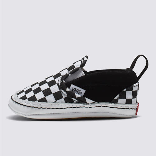 Infant Slip-On V Checkerboard Crib Shoe in Black / True White | Vans