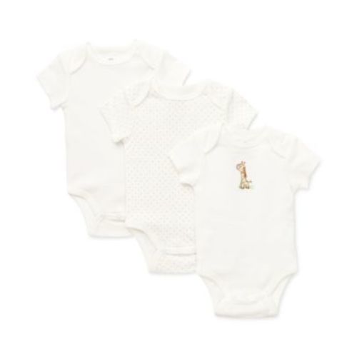 Baby Boys or Baby Girls Giraffe Bodysuits, Pack of 3