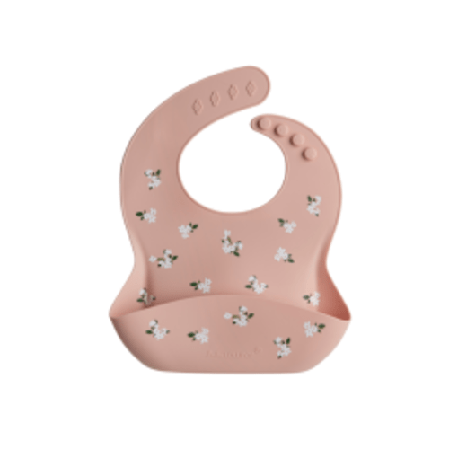 LouLou Lollipop Silicone Bucket Bib, White Flower