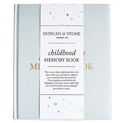 Childhood Memory Book (Sky Blue, 175 Pages) - Milestone & Child Memory Book from Pregnancy to Year Eighteen – Childhood Memory Journal for Parents