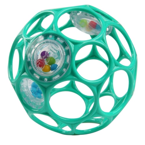 Bright Starts Oball Easy-Grasp Rattle BPA-Free Infant Toy in Teal, Age Newborn and up, 4 Inches