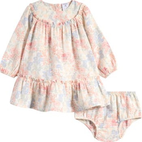 Long Sleeve Cotton Gauze Dress & Bloomers, 3M