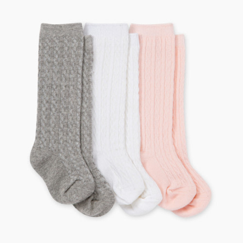 Burt's Bees Baby Cable Knit Knee-High Socks (3 Pack) - Multi, 0-3 Months