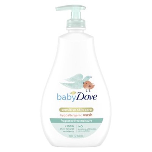 Baby Dove Sensitive Skin Care Baby Wash Fragrance Free Hypoallergenic, 20 oz