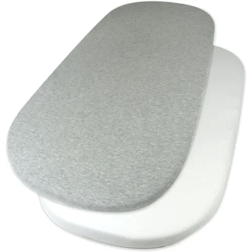 HonestBaby 2-Pack Organic Cotton Fitted Bassinet Sheet, Gray Heather, One Size