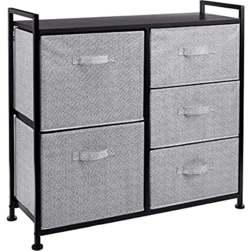 Amazon Basics Closet Organizer Drawers with 5-Fabric Storage Units, Black