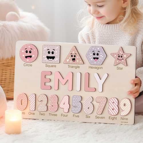 Boy and Girl Personalized Name Puzzle, Newborn Gift, First Birthday Gift, Custom Wooden Toy, Baby Toddler First Christmas Gift, Name Sign