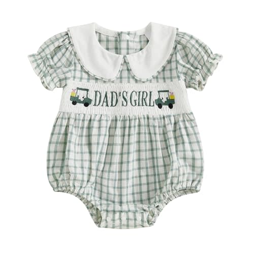 Doisbetthsay Daddys Girls Baby Clothes Newborn Girl Smocked Bubble Romper Short Sleeve Bodysuit One Piece Summer Outfits
